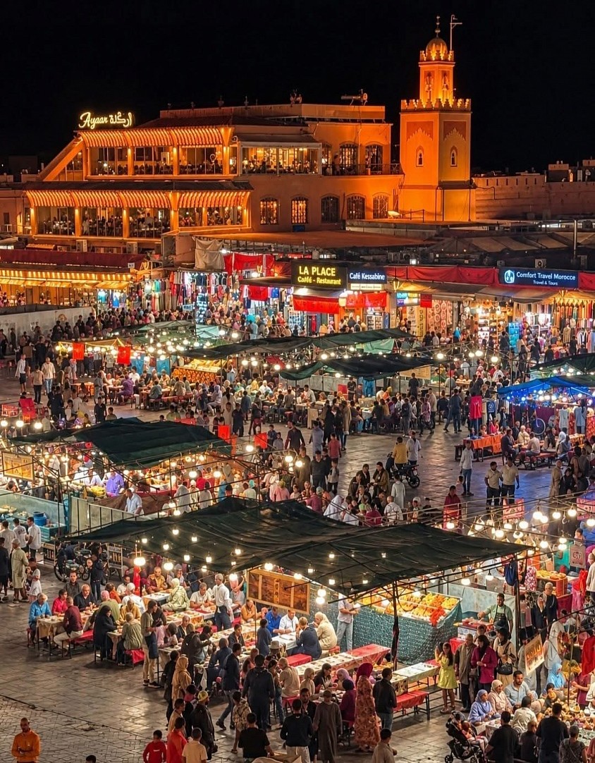 Marrakech is a former imperial city in western Morocco and a major economic centre with mosques, palaces and gardens. The medina is a densely populated medieval walled city dating back to the period of the Berber Empire, with labyrinthine passageways and bustling souks.